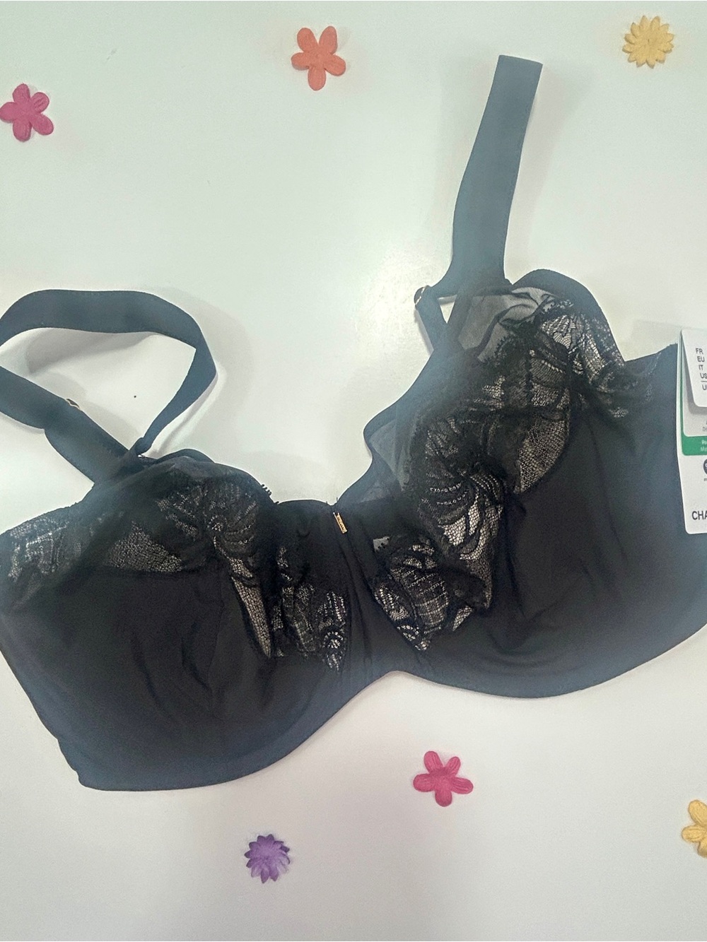 Chantelle Leavers Black Lace Underwire Bra 38H NWT